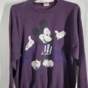 VTG 90'S Disney Designs Walt Disney World Mickey Mouse Sweatshirt Purple RARE XL